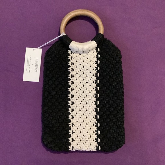 Curateur Laude The Label GABBY Black and White Mini‎ Macramé Bag NWT - Picture 1 of 9